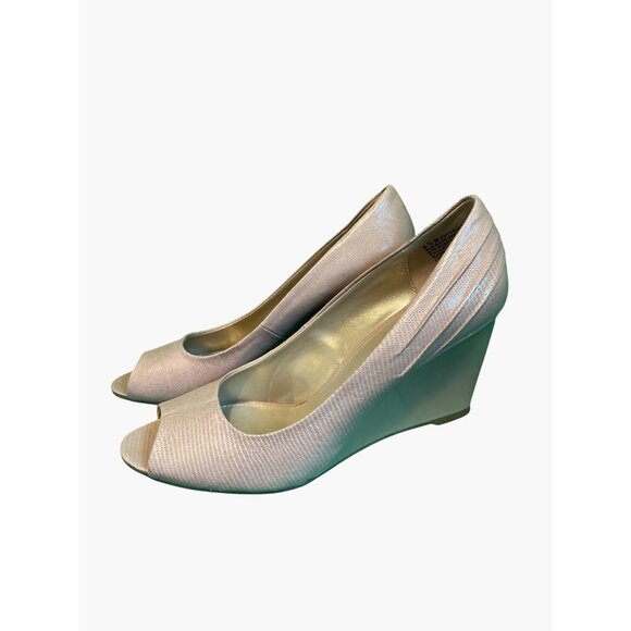 Bandolino Womens Metallic Peep-Toe Wedge Heels Size 8 - Picture 3 of 7